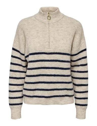 ONLTOKYO L/S Highneck Zip Pullover KNT - Stylischer Damenpullover mit hohem Kragen und praktischem Reißverschluss, ideal für kühle Tage.