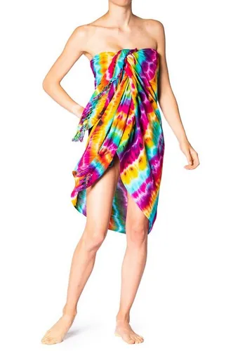 PANASIAM Sarong Pareo TieDye Design aus leichter Viskose Strandtuch Wrap, Viskose, Strandkleid Bikini Cover-up Tuch für den Strand Schultertuch Halstuch