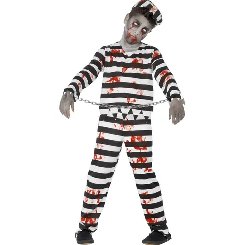 Smiffys Zombiekostüm Sträfling - Kostüme für Kinder, inklusive Hose, Oberteil, Mütze und Handschellen – perfekt für Halloween und Motto-Partys!