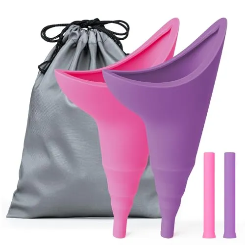 2pcs Urinella für Frauen - Wiederverwendbares Silikon Urinal - Camping-Toiletten: Praktisches und tragbares Urinal für Frauen, ermöglicht das Stehen beim Urinieren und ist leicht zu reinigen.