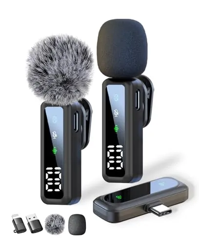 Mikrofon Handy – Ansteckmikrofon kompatibel mit iPhone/Android/Computer, Lavalier Mikrofon mit Geräuschunterdrückung, unterstützt Live-Streaming, Vlogging, YouTube, TikTok und Interviews (Schwarz)