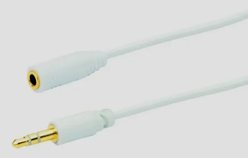 Schwaiger KHA5031 Klinken-Verlängerungskabel, Aux Stecker und Buchse, Weiß, 1,5m