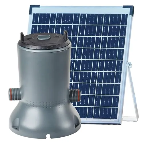 Summer Fun Solar Pool-Kartuschenfilter 1000 l/h - Effiziente Kartuschenfilteranlage für Pools bis 5m³, inklusive Filterkartusche und umweltfreundlichem 20W Solarmodul für nachhaltige Energie.