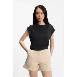 BOSS ORANGE Kurzarmshirt Ebony Premium Damenmode mit Wickel-Detail, Rundhals schwarz M (38)