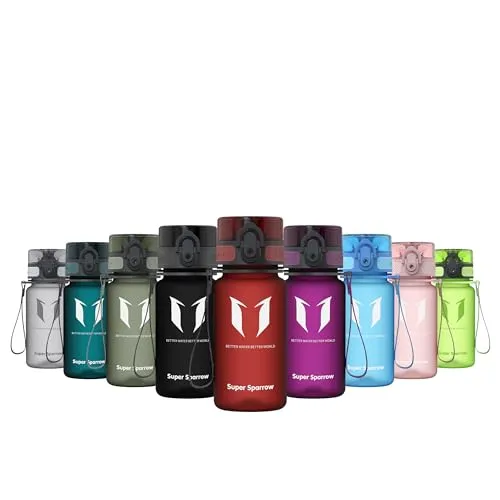 Super Sparrow Trinkflasche - Tritan Wasserflasche - 350ml - BPA-frei - Ideale Sportflasche - Schnelle Wasserdurchfluss, Flip Top, öffnet Sich mit 1-Click