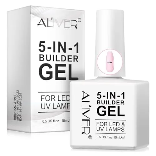 P-Beauty 5-in-1 Nagelaufbau Gel, stärkendes Builder | Aufbaugel für Nägel, Nail UV LED Gel, Unterlack, Nagellack, Gelnägel, Nail Art Design | dauerhafte Nagelstärkung & Verlängerung | Rosa 1x15ml