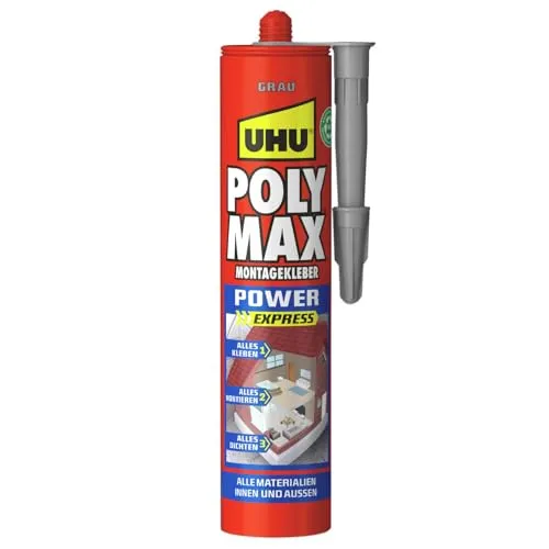UHU POLY MAX POWER Montagekleber grau, Kartusche 425g