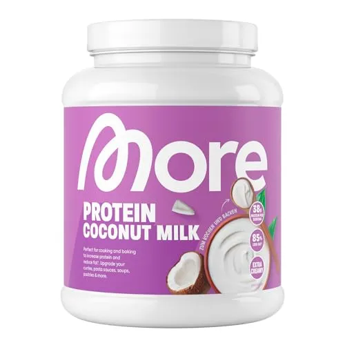 MORE Protein, Coconut Milk, 600 g, Mix aus Whey Konzentrat und Casein ideal zum Muskelaufbau und -erhalt, mit Laktase - made in Germany