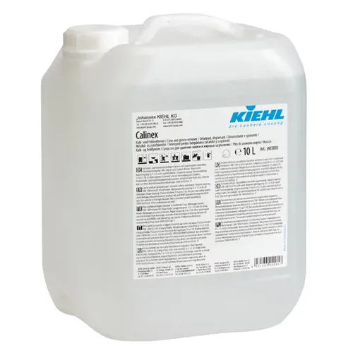 Kiehl Calinex 10 L Kalk- und Fettentferner - Sanitärreiniger mit hochaktiver Formel, ideal zur Entfernung von Kalk, Fett und Zementschleier. Automatengeeignet und frei von Duft- und Farbstoffen für eine gründliche Reinigung in Küche und Bad.