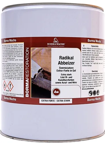 Aggressiver Abbeizer Gel extrem stark BORMA - 4 Liter - Abbeizer & Farbentferner, extrem starkes Gel zum mühelosen Entfernen fast aller Lacke, ideal für schnelle und effektive Ergebnisse.