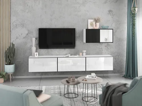 Wohnwand VARIANTO 5 Schrank Set – Modernes Design in Weiß und Schwarz - 5-teiliges Wohnwand Set für flexible Gestaltung in Wohnzimmer oder Jugendzimmer. Mit eleganten MDF-Fronten und praktischen Klappen für eine stilvolle Aufbewahrung.