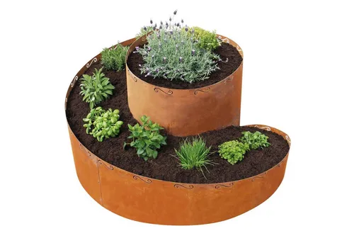 bellissa Kräuterspirale Corten - 5-teiliger Bausatz aus hochwertigem Cortenstahl, ideal für bis zu 4 Klimazonen und einfachem Aufbau, Maße 130 x 140 x 80 cm