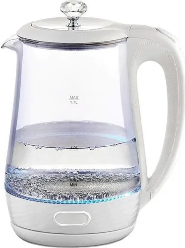 Maestro MR052 1.7L Wasserkocher - Transparent - Wasserkocher mit 1,7L Fassungsvermögen und 2200W Leistung, ausgestattet mit Überhitzungsschutz und blauem Licht für eine stilvolle Küchenausstattung.