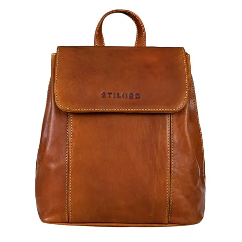 STILORD 'Fiona' Daypack Rucksack Damen aus echtem Leder - Tagesrucksäcke mit ergonomischem Tragekomfort und stilvollem Vintage Design. Ideal für Schule, Shopping oder Büro und passend für iPad 9.7 Zoll.