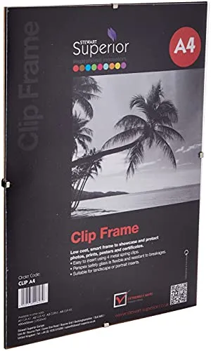Stewart Superior A4 Clip-Rahmen mit Ladung von hinten und Perspex-Sicherheitsglas
