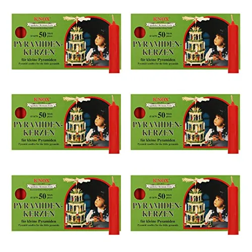 OLShop AG Knox Pyramidenkerzen rot, 6er Pack (6 x 50 Stück), Größe: ca. 14 x 70 mm Weihnachtskerzen