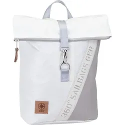 360Grad Möwe Rucksack in Stencil-Weiß/Grau (8 Liter) - Rucksack aus wasserabweisendem, recyceltem Segeltuch, ideal für den Alltag mit maritimem Design, perfekt für umweltbewusste Abenteurer.