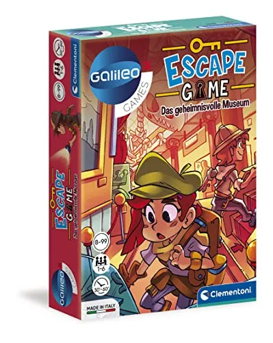 Clementoni Escape Game - Das geheimnisvolle Museum - Gesellschaftsspiel zum Knobeln & Rätseln inkl. Hinweiskarten und Requisiten - Familienspiel ab 8 Jahren 59227