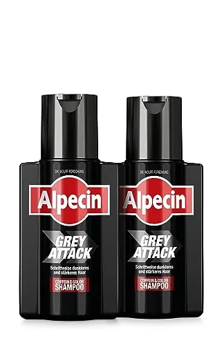Alpecin Grey Attack Coffein Color Shampoo - 2 x 200 ml, graduelle Haarverdunkelung und wirksame Vorbeugung gegen erblich bedingten Haarausfall
