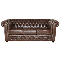 Dreisitzer-Sofa Chesterfield Liverpool aus echtem Rindsleder Whisky