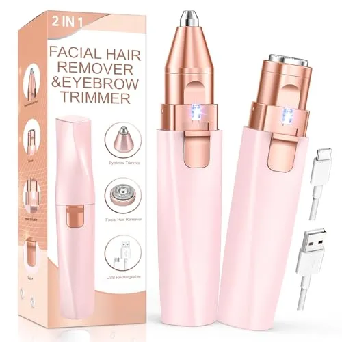 iFanzeTech 2-in-1 Augenbrauenrasierer & Gesichtshaarentferner für Frauen - Effektiver 2-in-1 Trimmer für präzise Haarentfernung im Gesicht. Hypoallergen und sanft, ideal für empfindliche Haut – für makellose Ergebnisse jederzeit und überall!