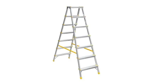 ALVE 1927 Aluminiumleiter 2x7 - Leichte und stabile Aluminiumleiter für den sicheren Einsatz im Garten oder Haushalt. TÜV-geprüft bis 150 kg, mit rutschfesten Trittflächen und Anti-Rutsch-Füßen für optimale Sicherheit.