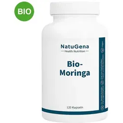 NatuGena Bio-Moringa Kapseln - Pflanzliche Ergänzungsmittel mit 500 mg reinem Moringa-Pulver pro Kapsel, reich an Vitaminen und Mineralien für ein starkes Immunsystem und gesunde Haut.