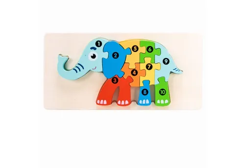 GICO Steckpuzzle Holzpuzzle Elefant mit Zahlen von 1 bis 10- 3910, Puzzleteile