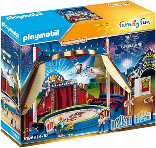 Playmobil Family Fun Zirkus Playmo 70963 - Zirkuszelt Set - Zirkus Spielset für Kinder ab 5 Jahren, fördert Kreativität und Rollenspiele in einem bunten Zirkus-Setting.