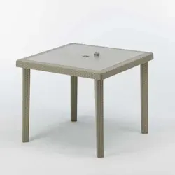 Grand Soleil Boheme Quadratischer Garten-Bartisch 90x90 - Beige - Eleganter Gartentisch aus hochwertigem Polyrattan, ideal für entspannte Tage im Freien. Wetterfest und leicht, perfekt für Garten, Terrasse oder Gastronomie.