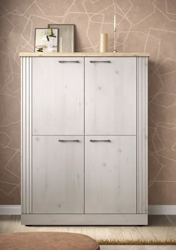 Highboard HOME AFFAIRE "Country" – 160 cm hoch, 118 cm breit - Kommode im Landhausstil mit 4 Türen, viel Stauraum und pflegeleichtem MDF-Rahmen, ideal für ein gemütliches Zuhause.