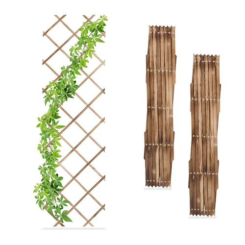 relaxdays Ausziehbares Rankgitter Holz 3er Set für Kletterpflanzen - Praktisches 3er Set aus Tannenholz für die Wandmontage. Ideal für Rosen, Clematis und Wein. Flexibel einstellbar und dekorativ, bringt es Farbe in Garten, Terrasse oder Balkon.