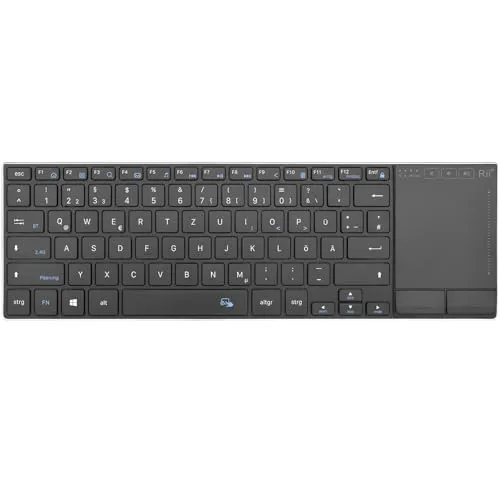 Rii Kabellose Tastatur mit Touchpad Büro, Wireless Keyboard Office, Deutsche QWERTZ-Layout, Tastatur Kabellos Geschenke für Laptops, Desktops, Smart-TVs, Tablets, Schwarz (2.4G+BT)