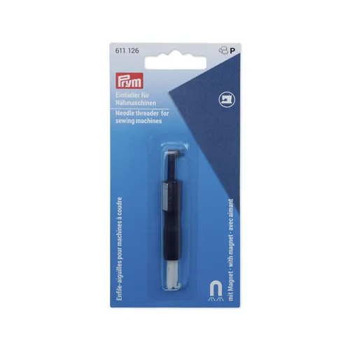 Prym Einfädler für Nähmaschine - Nähzubehör mit drei Funktionen: Einfädelhilfe, Nadelhalter und Magnet für einfaches Einfädeln und Aufsammeln von Nadeln. Ideal für müheloses Nähen und Ordnung am Arbeitsplatz.