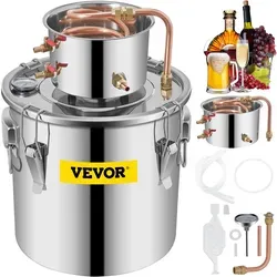VEVOR 8,5 Uk Gal Alkohol Distiller - Sonstige Gastronomieartikel mit 8 Gal Fassungsvermögen, ideal für die schnelle Kühlung und einfache Nutzung. Hergestellt aus hochwertigem Edelstahl und Rotkupfer für langlebige Ergebnisse.