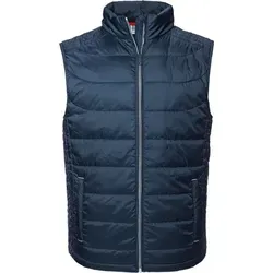 Russell Herren Weste "Nano" PC4114 - Marineblau - S - Ärmellose Softshell-Weste mit Aquapel-Technologie. Atmungsaktiv, wasserfest und winddicht. Ideal für aktive Freizeitgestaltung, ausgestattet mit mehreren Taschen und Kinnschutz.