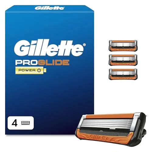 Gillette ProGlide Power Systemklingen 4er - Nassrasierer mit innovativen Klingen für eine präzise und komfortable Rasur, ausgestattet mit einem größeren Gleitstreifen für noch mehr Hautschutz.