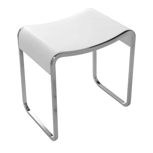 Four & More Badhocker 'Mailand' - Luxusbadhocker aus Solid Stone - Badezimmerhocker mit rutschfester, hygienischer Oberfläche und langlebiger, nahtloser Verarbeitung. Ideal für begehbare Duschen, bietet Komfort und Stil.