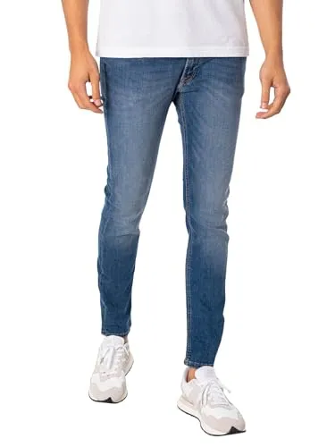 Skinny-fit-Jeans JACK & JONES "JJILIAM JJORIGINAL AM 005 NOOS" - Modische Herren-Skinny-fit-Jeans in blue denim, mit extra enger Beinform und Abriebeffekten. Langlebig durch robusten Denim-Stoff, ideal für vielseitige Outfits.