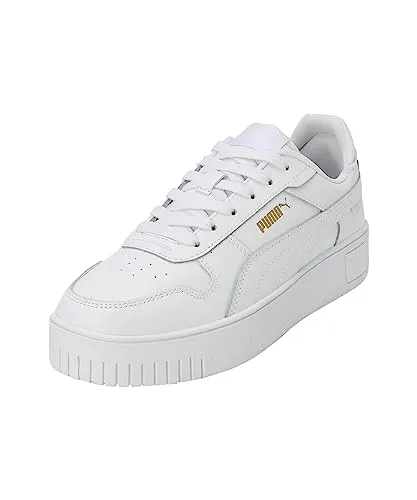 PUMA Damen Carina Street Sneaker - Stilvoll in Weiß und Gold, Größe 37 EU - Damen-Sneaker aus hochwertigem Leder mit Gummizwischensohle, ideal für einen modischen Look im Alltag und optimalen Tragekomfort.