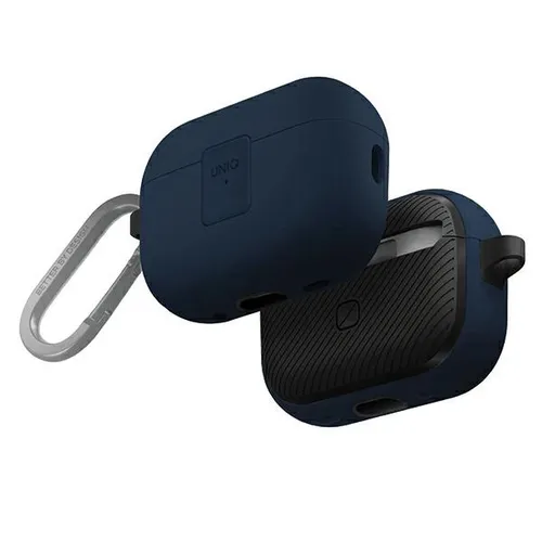 UNIQ Clyde Lock Case für AirPods Pro 2 - Blau/Dunkelgrau - Kopfhörer Zubehör mit elegantem Design und erstklassigem Schutz vor Stößen und Kratzern. Ideal für den Alltag, hält Ihre AirPods Pro 2 sicher und stilvoll.