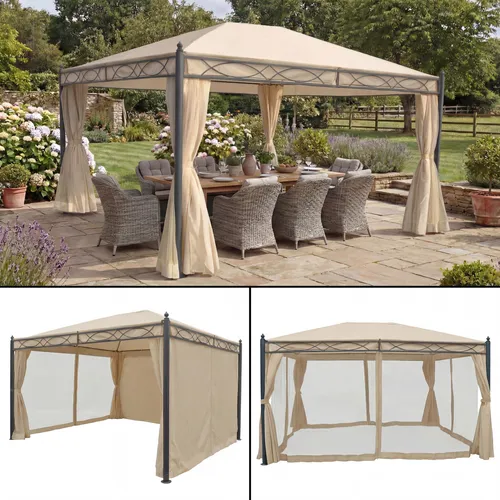 Pergola Calpe: Garten Pavillon mit Moskitonetz - Pavillon- & Pergolateile, 7cm-Stahl-Gestell für hohe Stabilität und Schutz vor Insekten, ideal für entspannte Stunden im Garten.