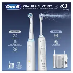 Oral-B Center OxyJet + Oral-B iO4 Munddusche - Elektrische Zahnbürste und Munddusche Set, inklusive 15% Rabatt auf Zubehör innerhalb der Garantiezeit