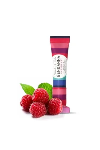 Ben & Anna - Vegane Lippenpflege für trockene Lippen mit Himbeer-Geschmack - Nachhaltig verpackt - Zertifizierte Naturkosmetik - Ohne Plastikverpackung - 1er Pack (6g, Himbeere)