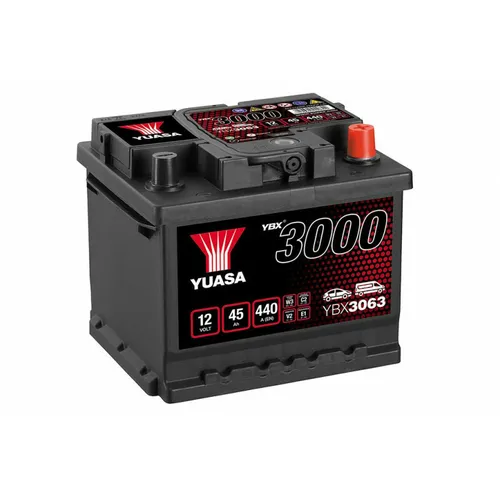 YBX3063 Yuasa SMF Autobatterie 12V 45Ah - Autobatterien, leistungsstark und zuverlässig, entspricht den OEM-Standards für optimale Fahrzeugkompatibilität. Ideal für diverse Modelle von VW und Opel.