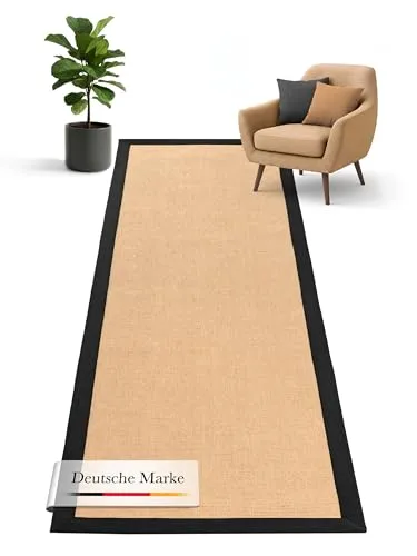carpetfine Sisalteppich Läufer Naturfarbe 60x180 cm - Teppichläufer aus handgewebtem Sisal, rutschfest und ideal für Fußbodenheizung. Verleiht jedem Raum eine behagliche Atmosphäre.