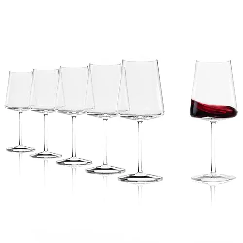 Stölzle Lausitz Bordeauxgläser Power 6er Set – Hochwertige Kristallgläser für optimalen Weingenuss - Rotweingläser Set mit 6 edlen Kristallgläsern (650 ml) für die perfekte Aromaentfaltung von Bordeauxweinen – spülmaschinenfest und preisgekröntes Design.