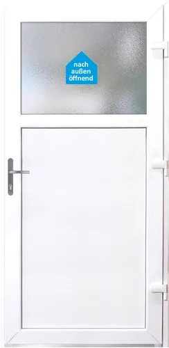 Panto Nebeneinganstür K504 - 98 x 198 cm DIN rechts, weiß - Hochwertige Kunststoff-Nebeneinganstür, ideal für einen sicheren und stilvollen Zugang, witterungsbeständig und pflegeleicht.