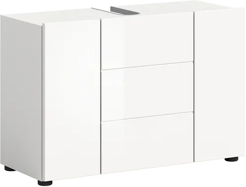 welltime Waschbeckenunterschrank BIEL – 82 cm, 3 Türen, 2 Böden - Waschbeckenunterschrank in elegantem Weiß mit 3 Drehtüren und pflegeleichter Oberfläche. Ideal für ein modernes Badezimmer und sorgt für Ordnung im Bad.