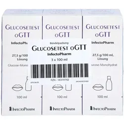 Glucosetest oGTT InfectoPharm 27,5 g/100 ml - 3x100 ml - Praktischer Glucosetest zur einfachen Durchführung, ideal für die Überprüfung des Glukosespiegels. Die Lösung ist einfach anzuwenden und bietet zuverlässige Ergebnisse.
